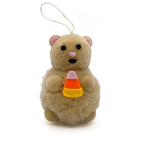 Candy Corn Hamster Pom Pom Ornament