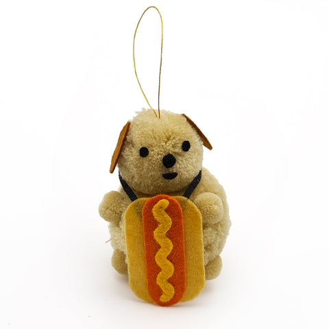 Hot Dog Doggie Pom Pom Ornament