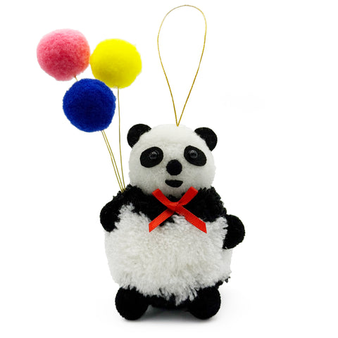 Panda with Balloons Pom Pom Ornament