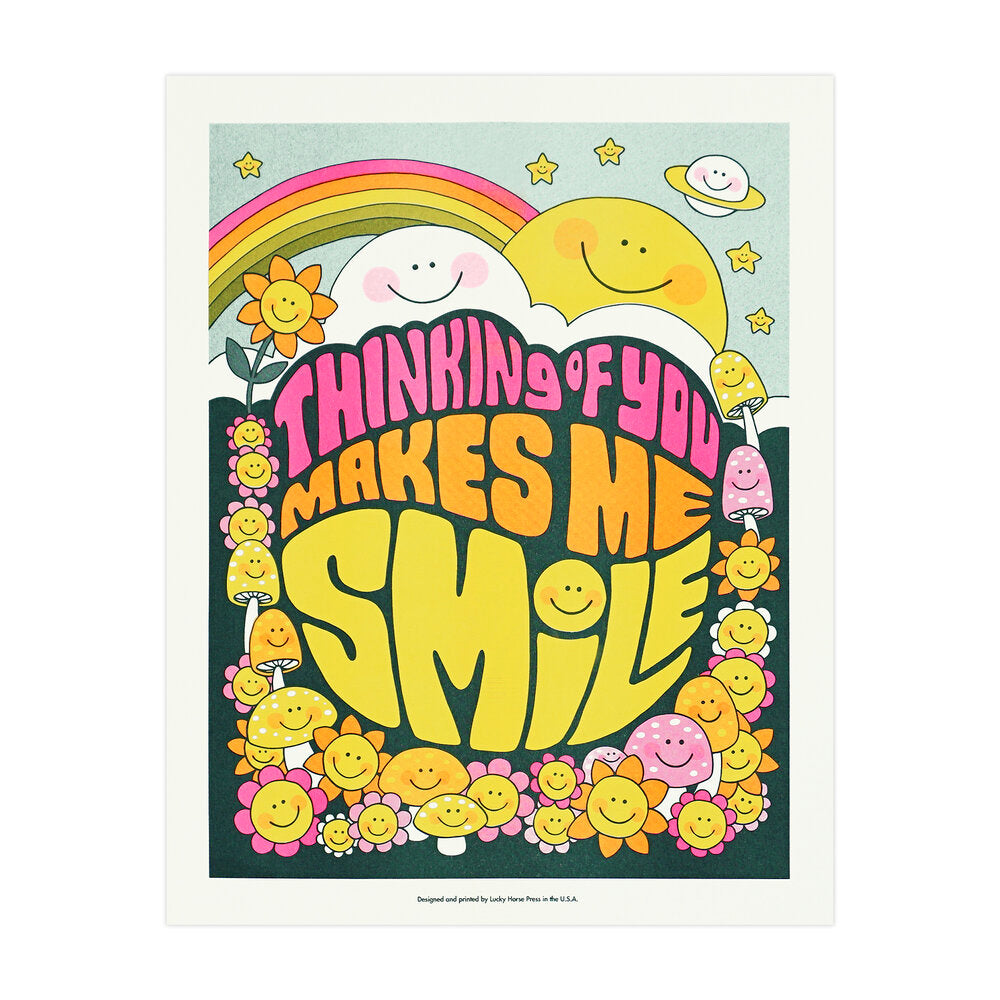 Thinking of You Makes Me Smile Risograph Print