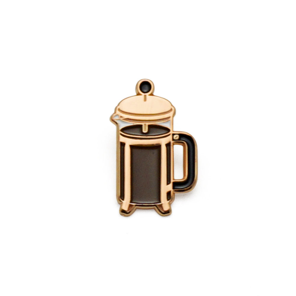 Coffee Press Enamel Pin (Rose Gold)