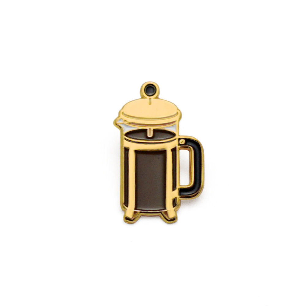 Coffee Press Enamel Pin (Gold)